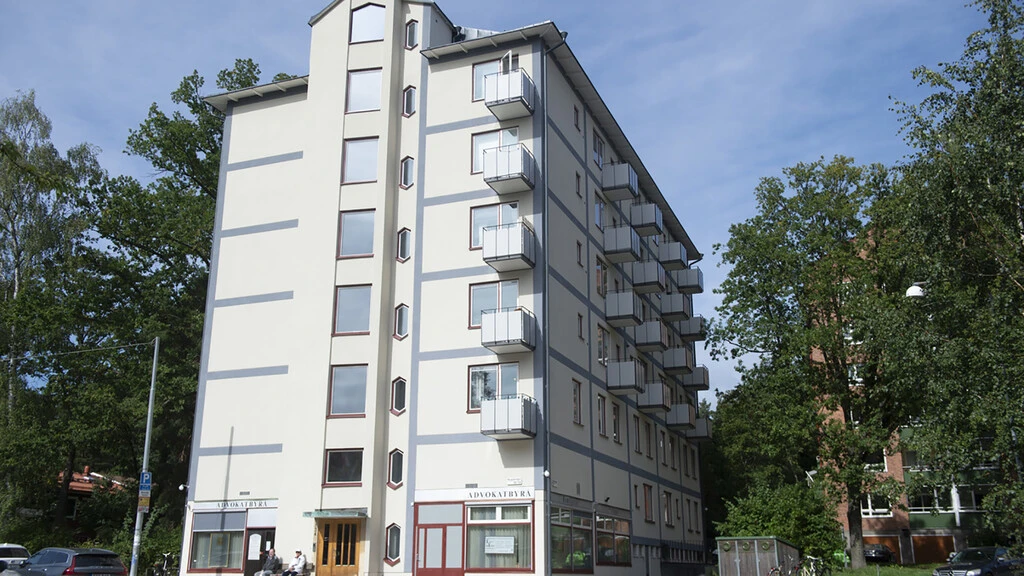 Brf Polyporus fick ny terrasitputs-fasad från Weber