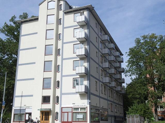 Brf Polyporus fick ny terrasitputs-fasad från Weber