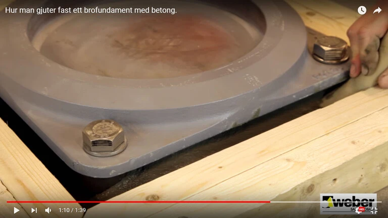 Gjuta fast broelement med Webers expanderbetong