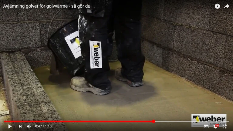Avjämna för värmegolv med weberfloor 120